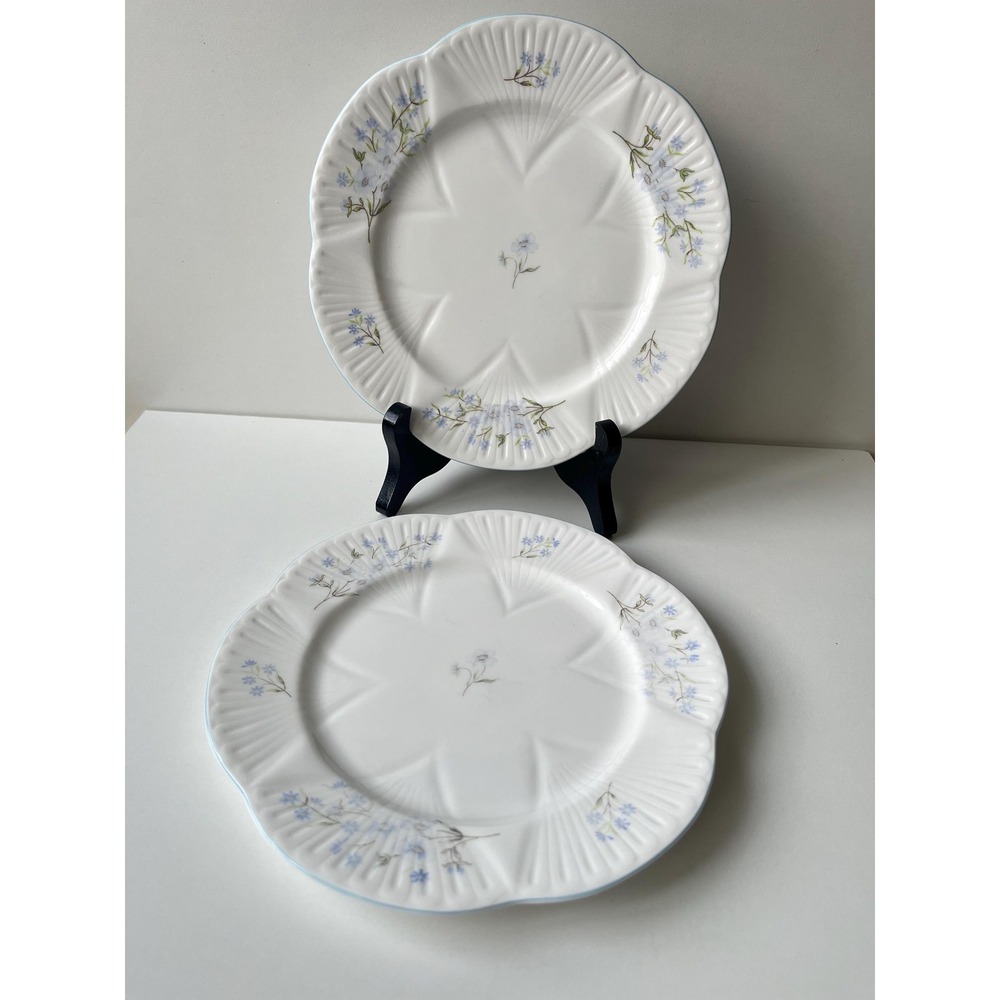 Vintage Shelley Blue Rock Pair of Salad Plates England Dainty Shape